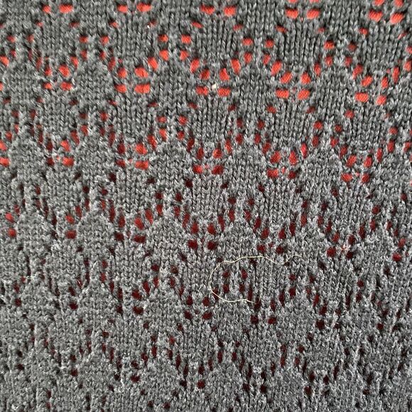 Adolfo Black M Lacy Knit Tunic Sweater Mini Dress Quarter Zip Ribbed Hem Cotton - Picture 8 of 10